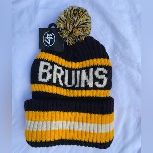 NEW BRUINS CUFF KNIT HAT BERING 47 Pom Embroidered B Microfleece one size